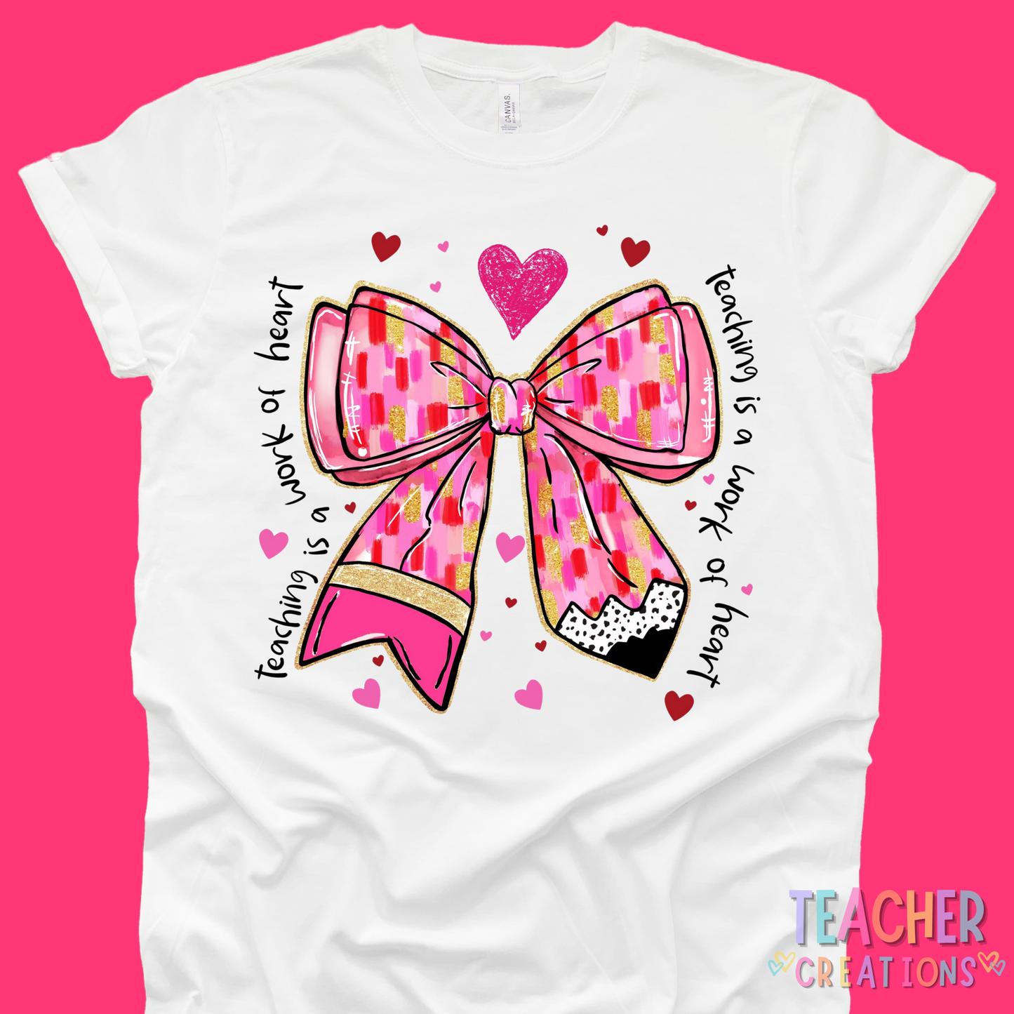 Teaching Is a Work of Heart Bow T-Shirt