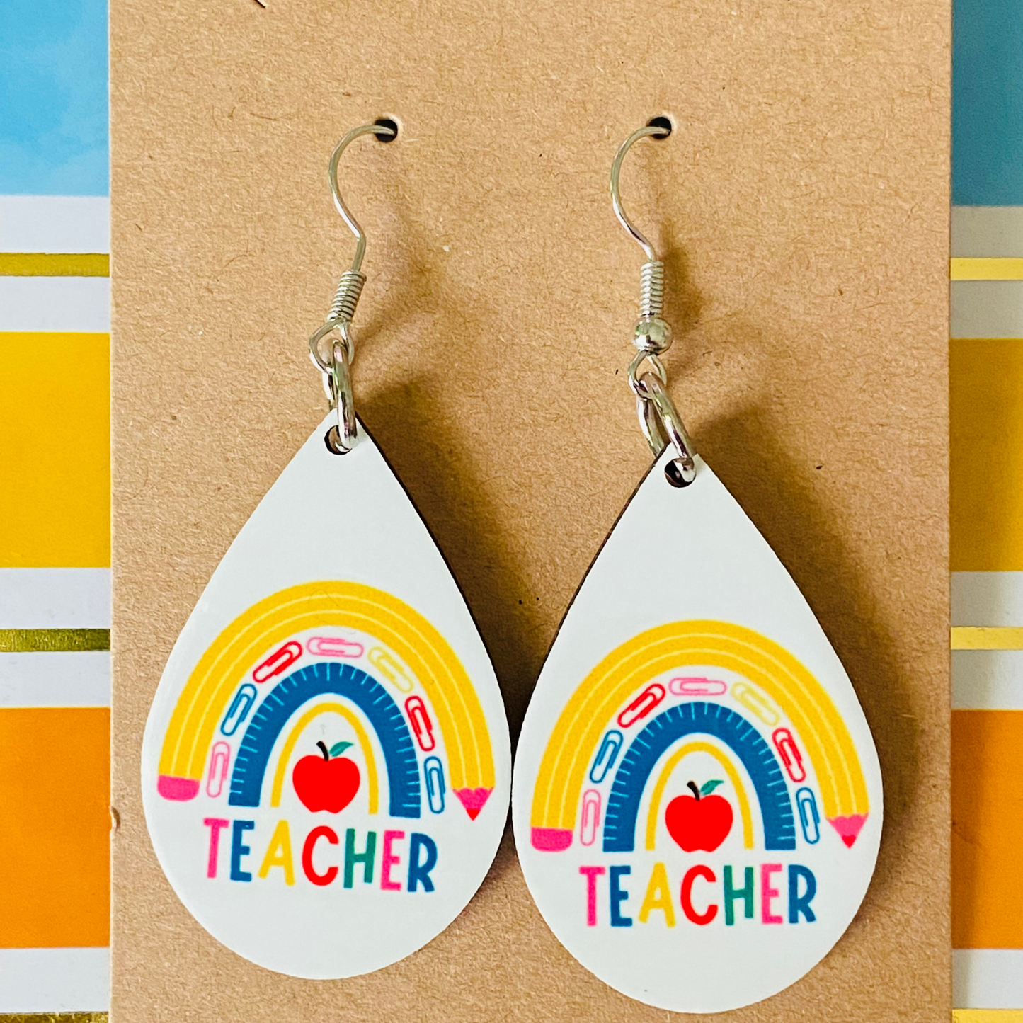 Teacher Pencil Rainbow Earrings