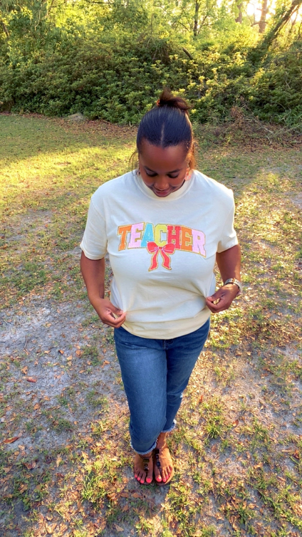 “TEACHER” Chenille Patch Shirt