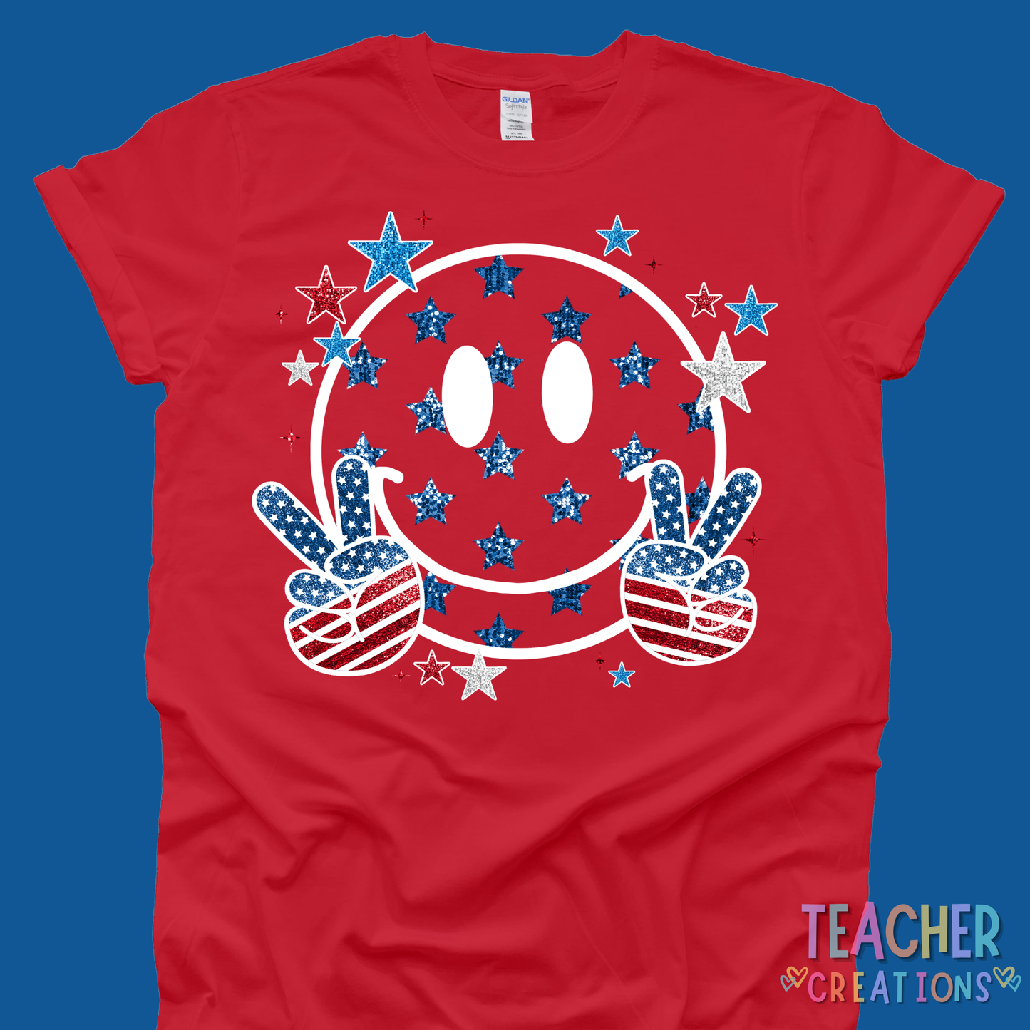 Patriotic Smiley Face Peace Sign Shirt
