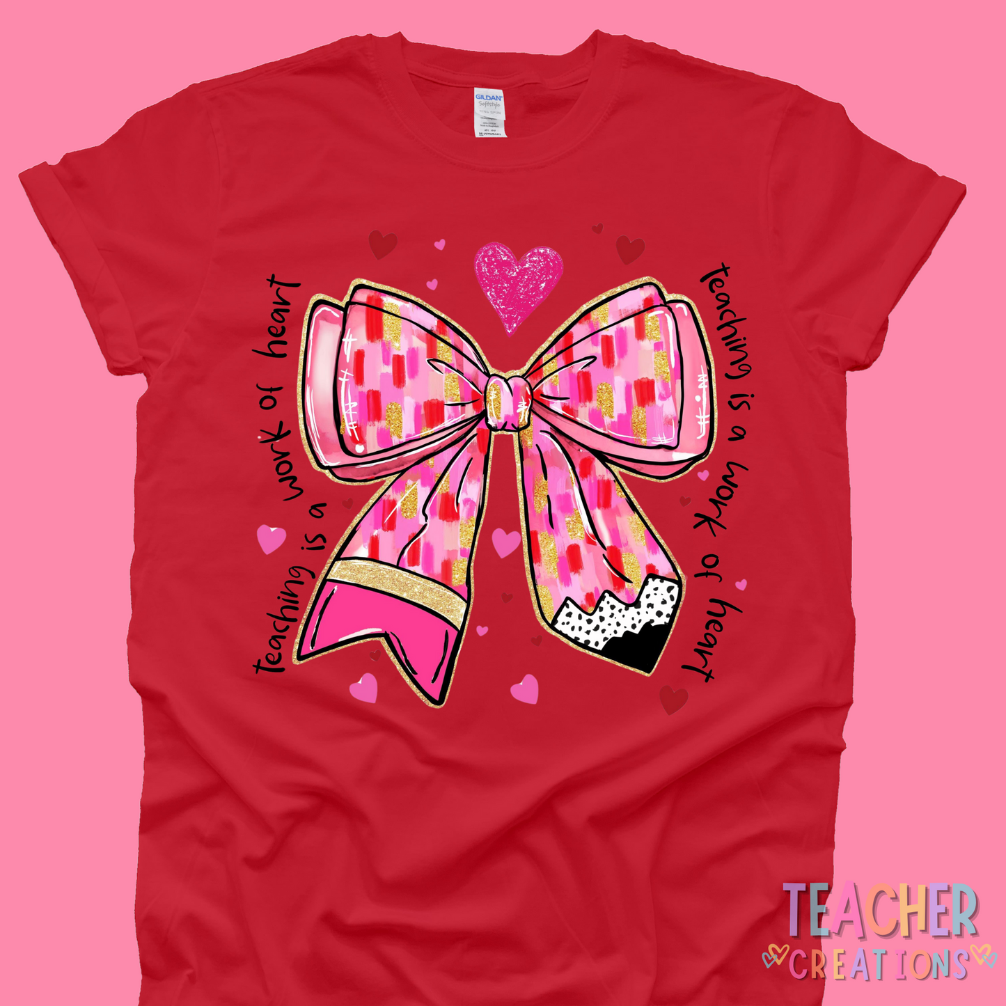 Teaching Is a Work of Heart Bow T-Shirt