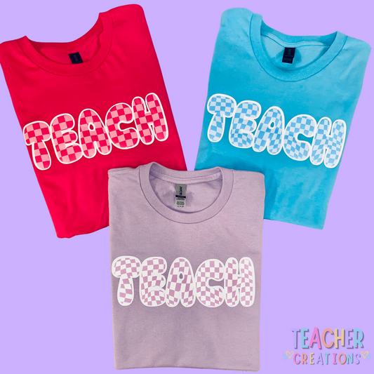 Teach Checkered Tee