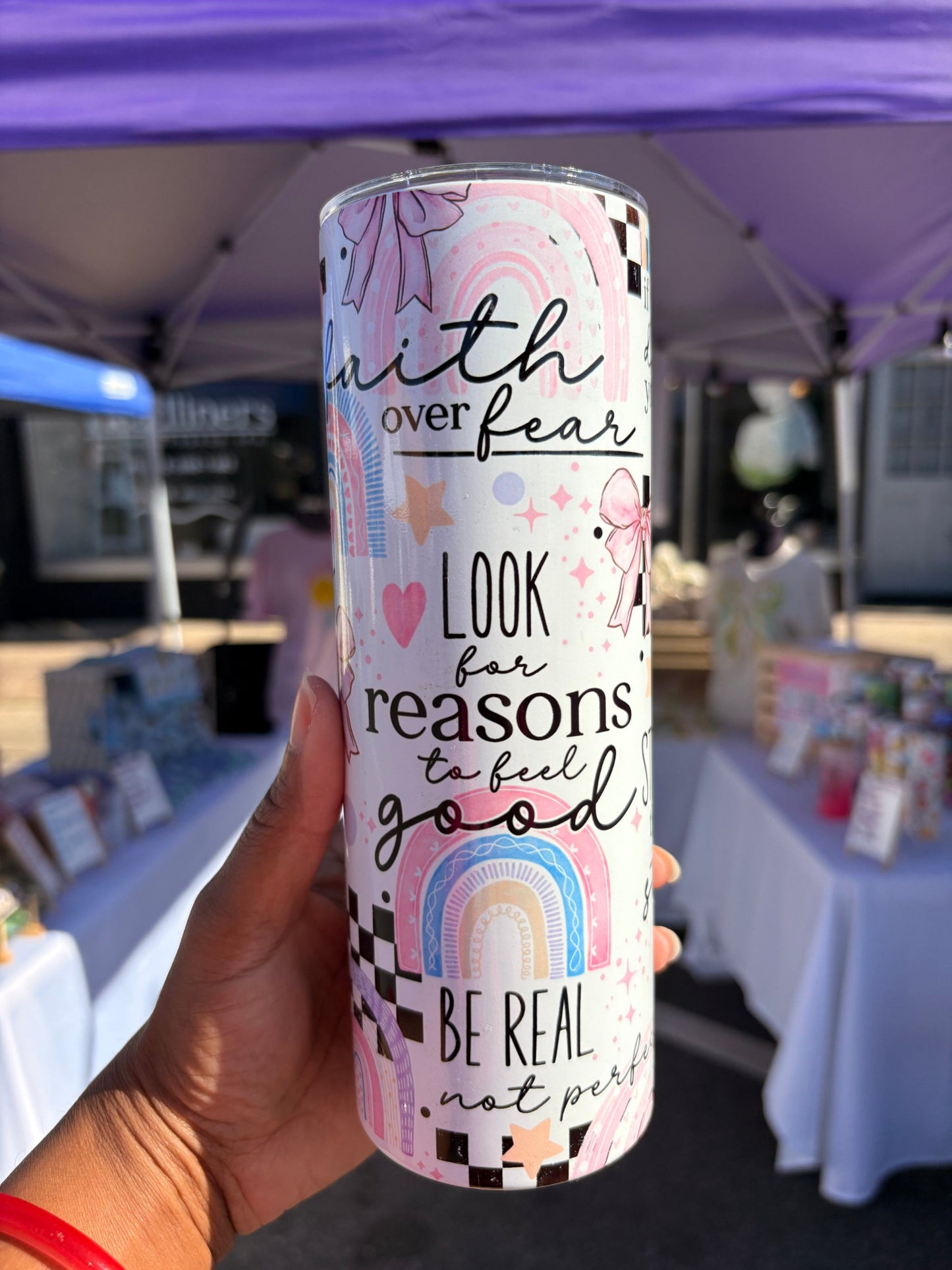 Faith Over Fear Inspirational Tumbler – Motivational Teacher Gift | Positive Affirmation Cup
