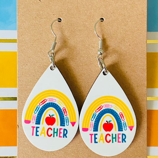 Teacher Pencil Rainbow Earrings