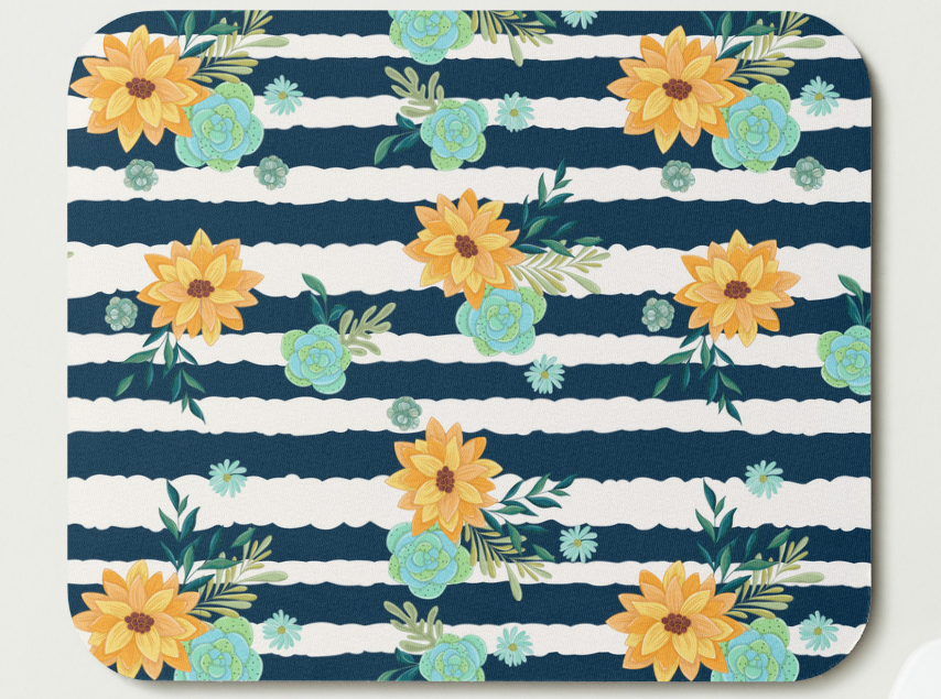Flowers and Stripes Mousepad