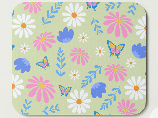 Green Floral Mousepad