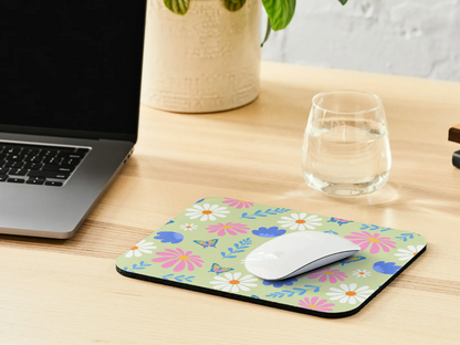 Green Floral Mousepad
