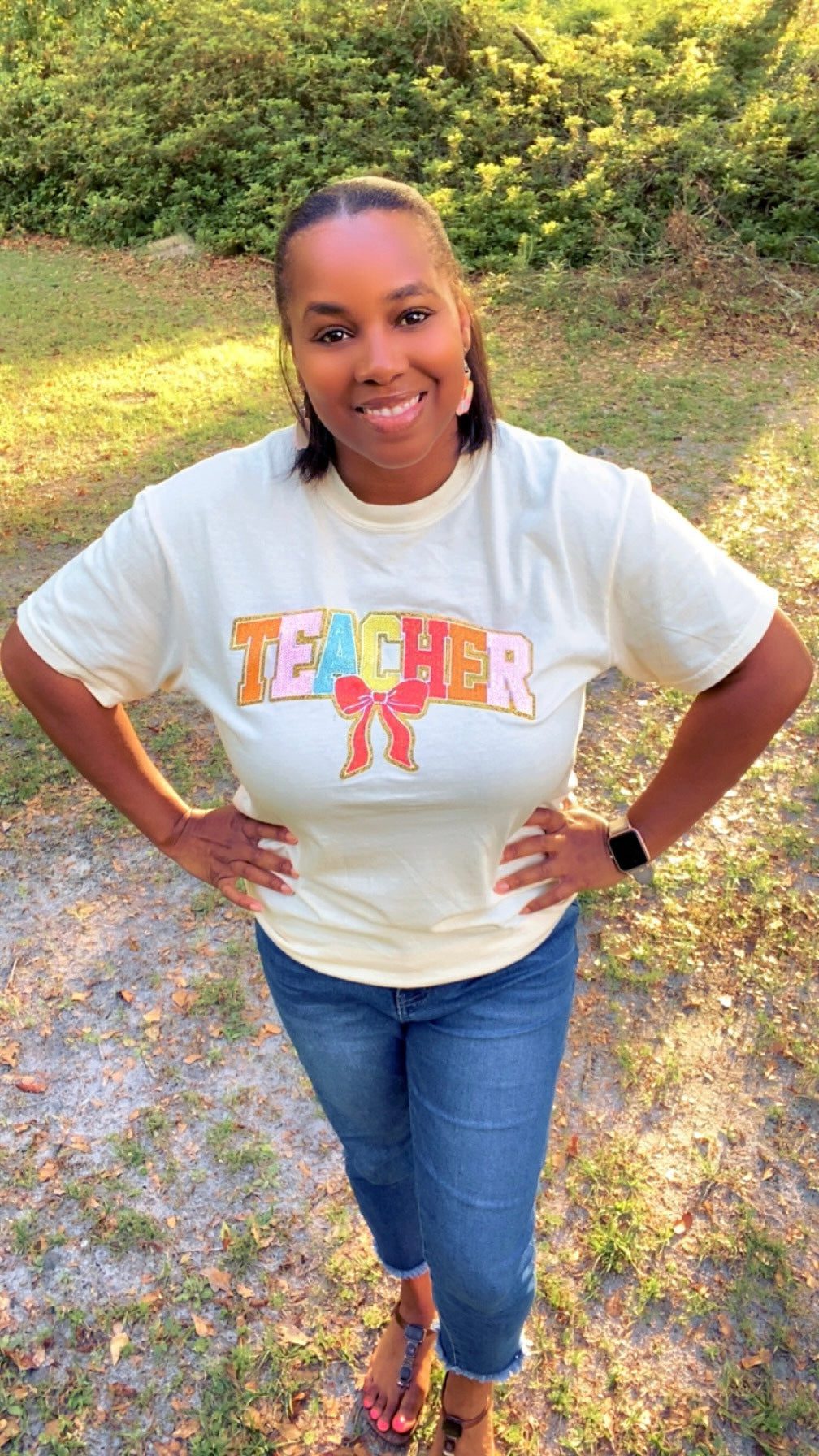 “TEACHER” Chenille Patch Shirt