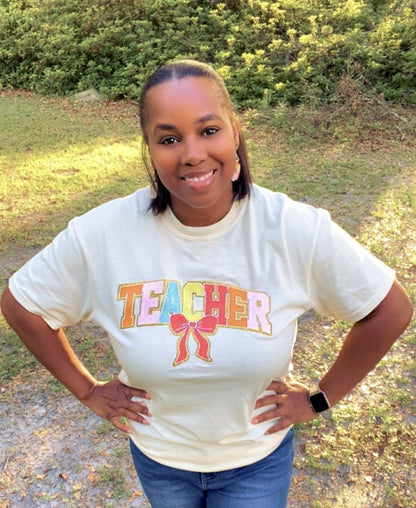 “TEACHER” Chenille Patch Shirt