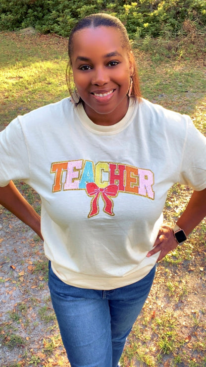 “TEACHER” Chenille Patch Shirt