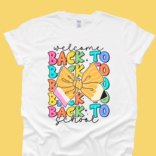 Welcome Back to School Pencil Bow Tee