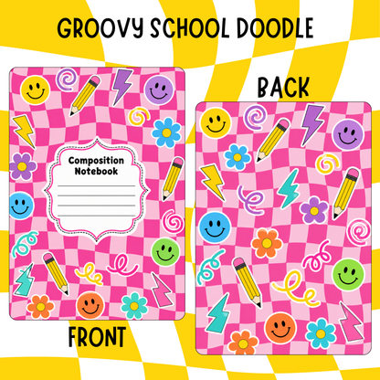 Groovy School Doodle Composition Notebook Cover