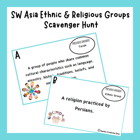 SW Asia Ethnic & Religious Groups Scavenger Hunt
