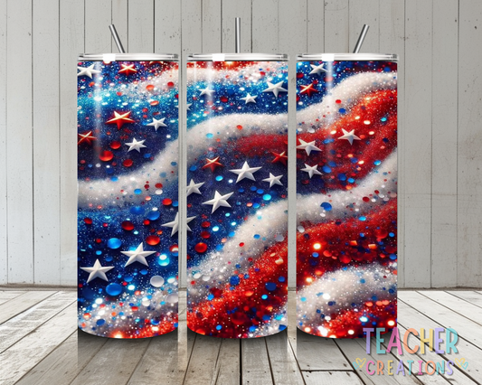 Sparkling American Flag 20oz Skinny Tumbler