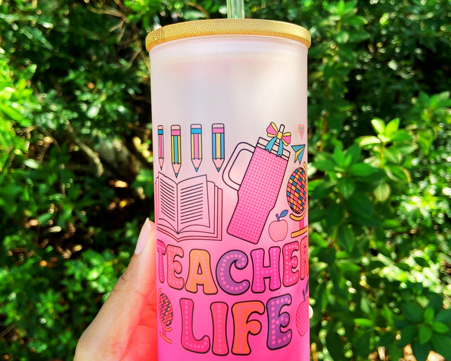 Frosted Glass Teacher Life Tumbler