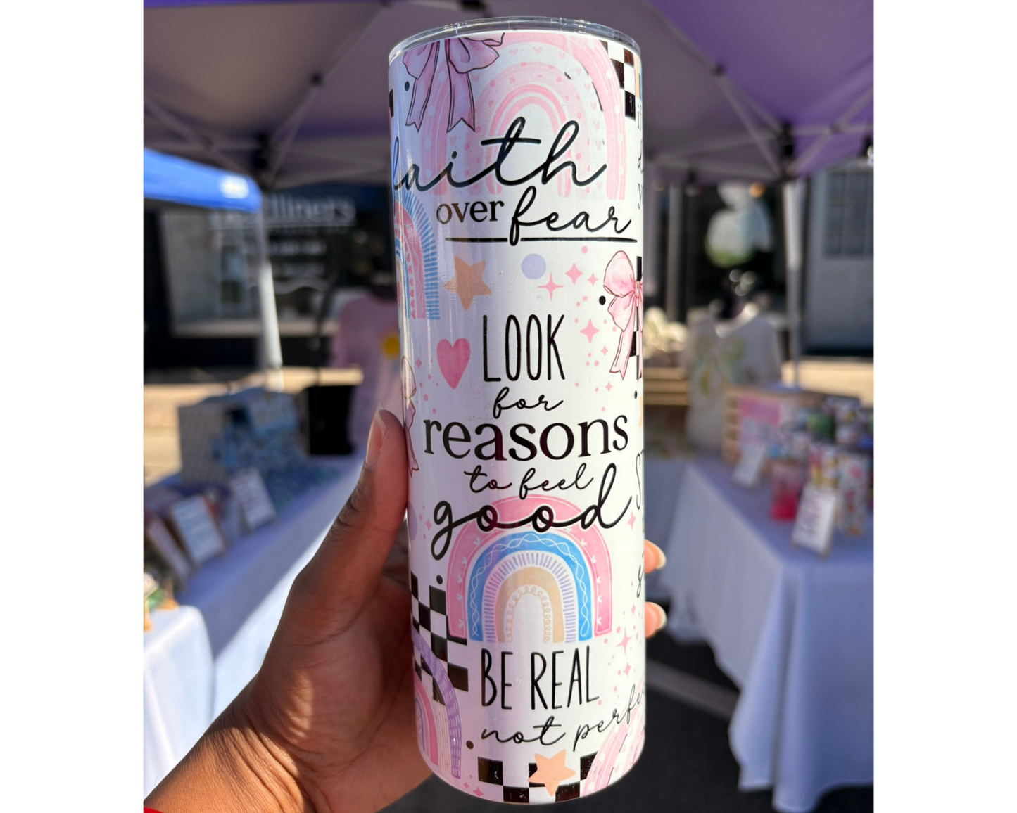 Faith Over Fear Inspirational Tumbler – Motivational Teacher Gift | Positive Affirmation Cup